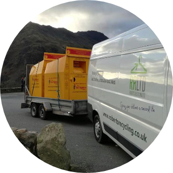 roberts recycling van towing charity textile recycling containers